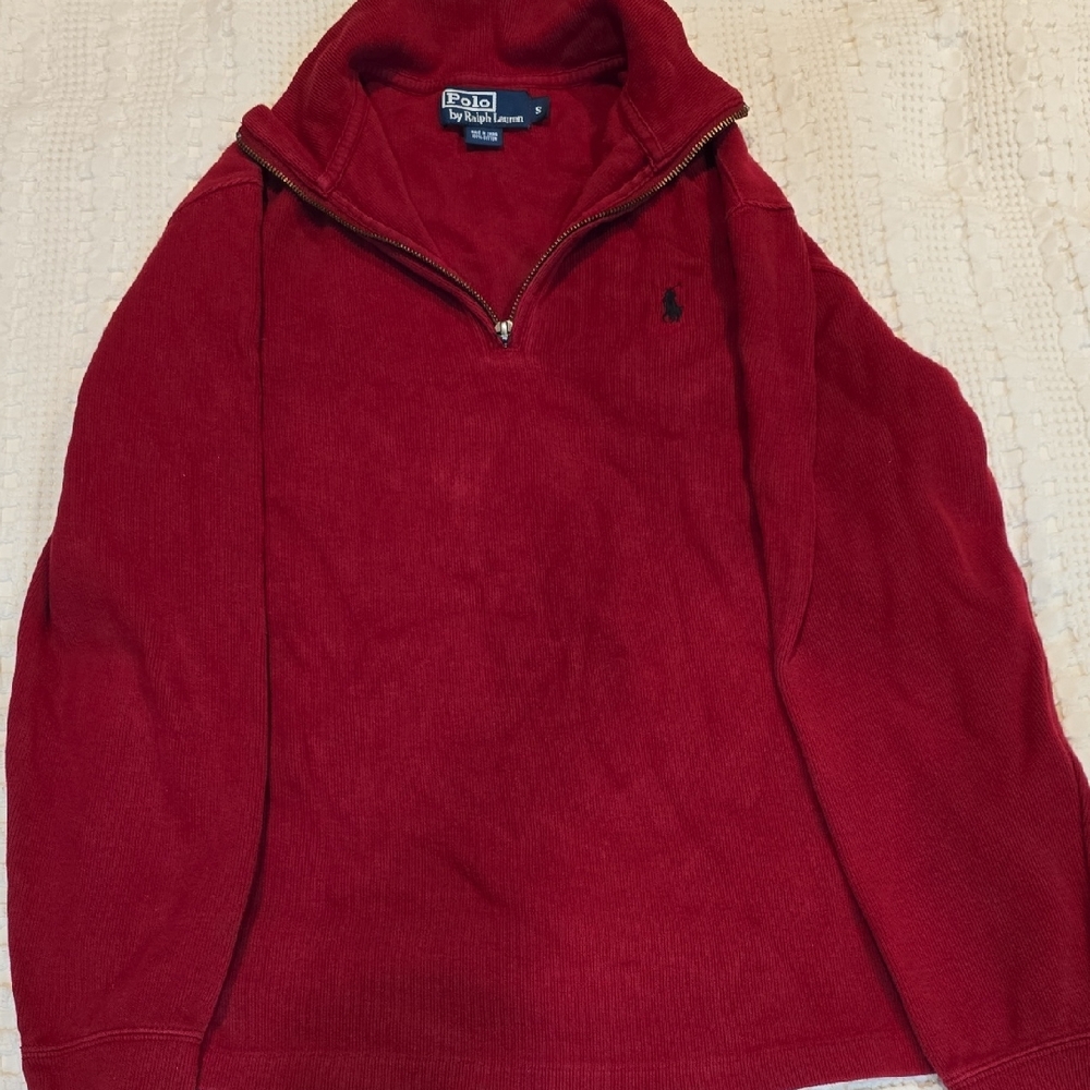 Ralph Lauren Men's Zip Up Red Sweater